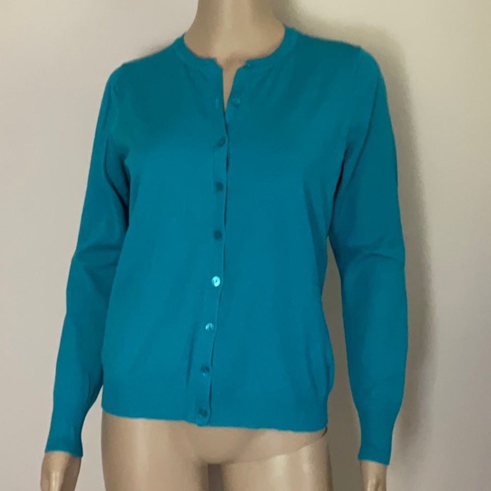 August Silk Lightweight Knit Cardigan Aqua Blue